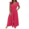 Icone™ CasualJumpsuit: Ruffled Wide Leg Casual Jumpsuit